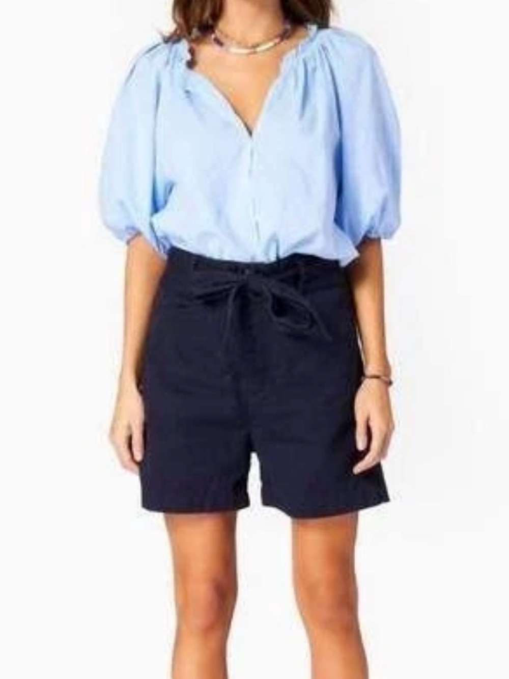 XiRENA Tyler Shorts in Navy High-Waist Tie Belt